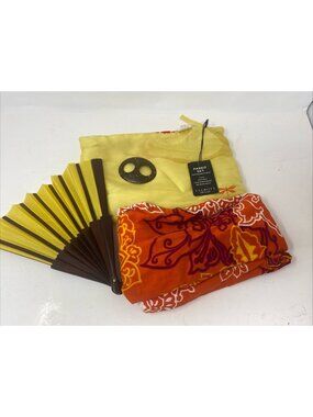 Talbots Sarong Beach Wrap Pareo Set Skirt Coconut Shell Buckle Hand Fan NWT